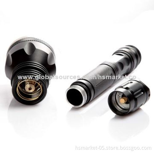 Stainless steel head LED flashlight, 3x Cree XM-L T6 LED, rechargeable 2x 18650 battery, 5 modesNew